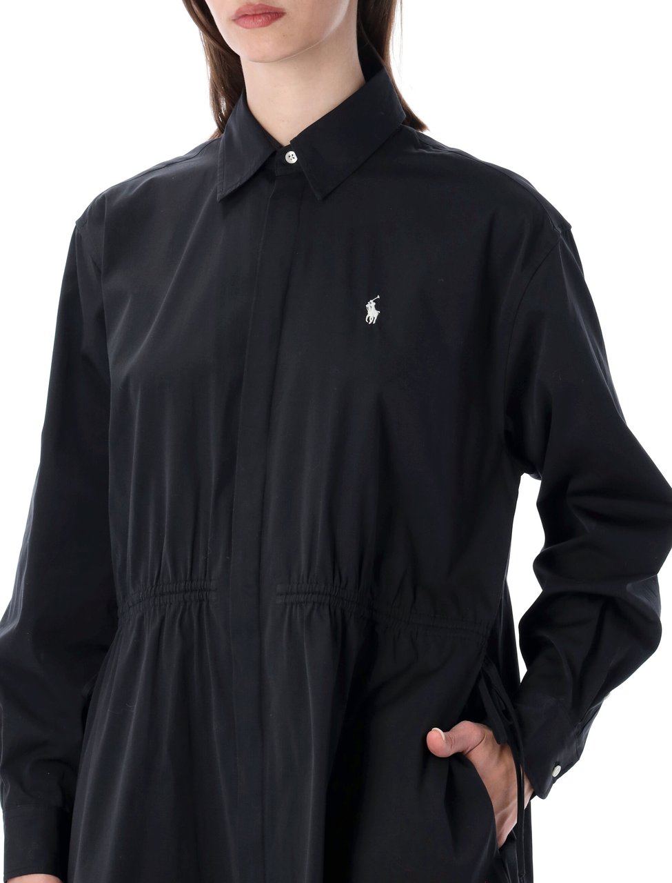 Ralph Lauren Popleine Shirt Mini Dress String Nero Zwart