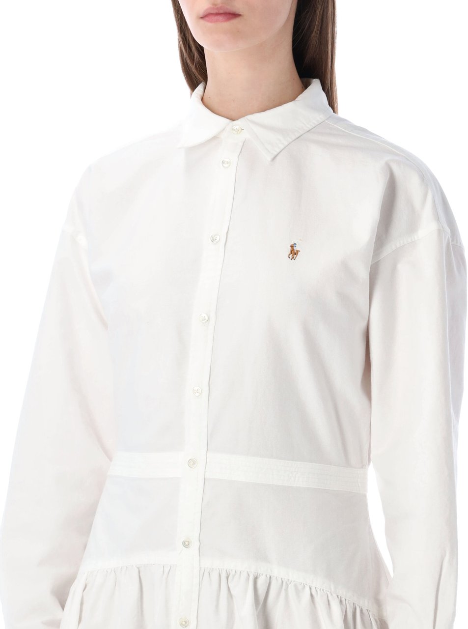 Ralph Lauren Long Sleeve Short Dress Bianco Wit