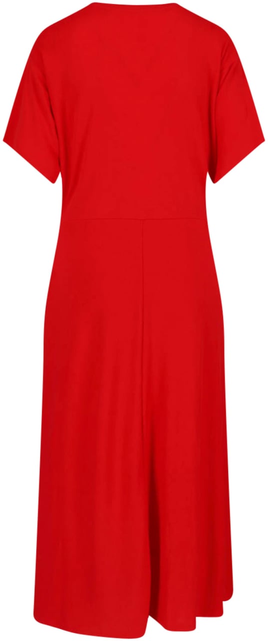 Ralph Lauren Red Gathered Detail Side Midi Dress Rood