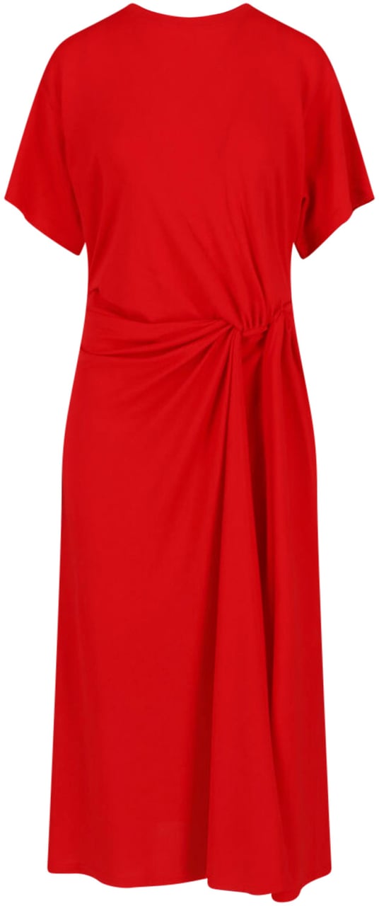 Ralph Lauren Red Gathered Detail Side Midi Dress Rood