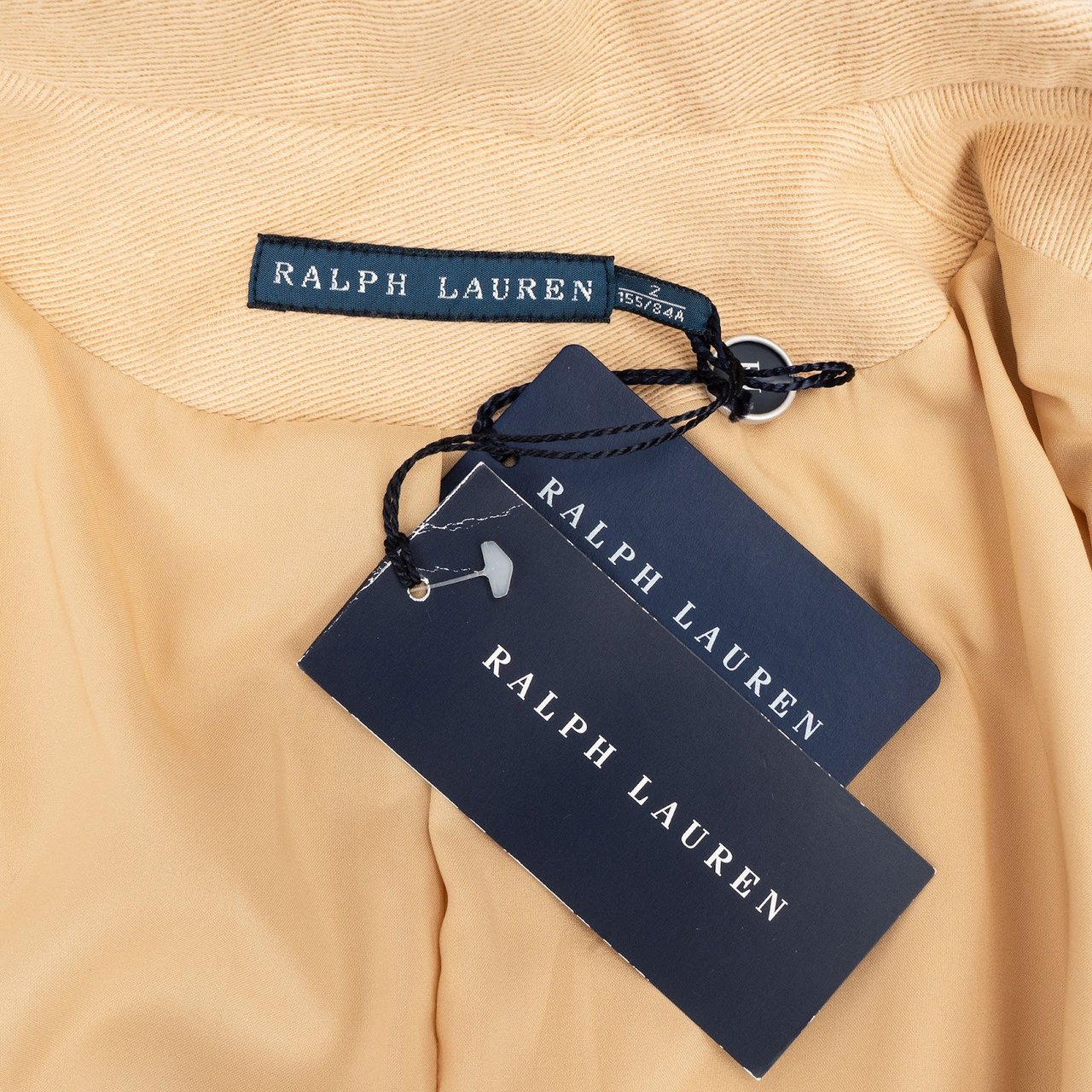 Ralph Lauren Cotton and Leather Equestrian Patches Blazer Jacket (IT 34 / DE 30-32) Beige