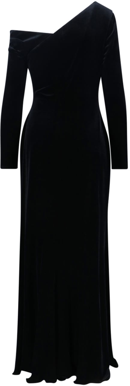 Ralph Lauren Asymmetrical Maxi Dress Zwart