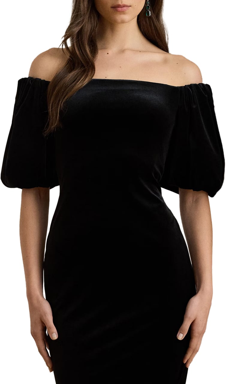 Ralph Lauren Dresses Black Velvet Zwart