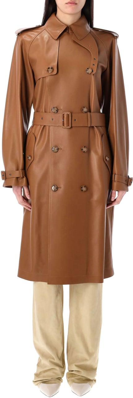 Ralph Lauren Leather Trench Marrone Bruin