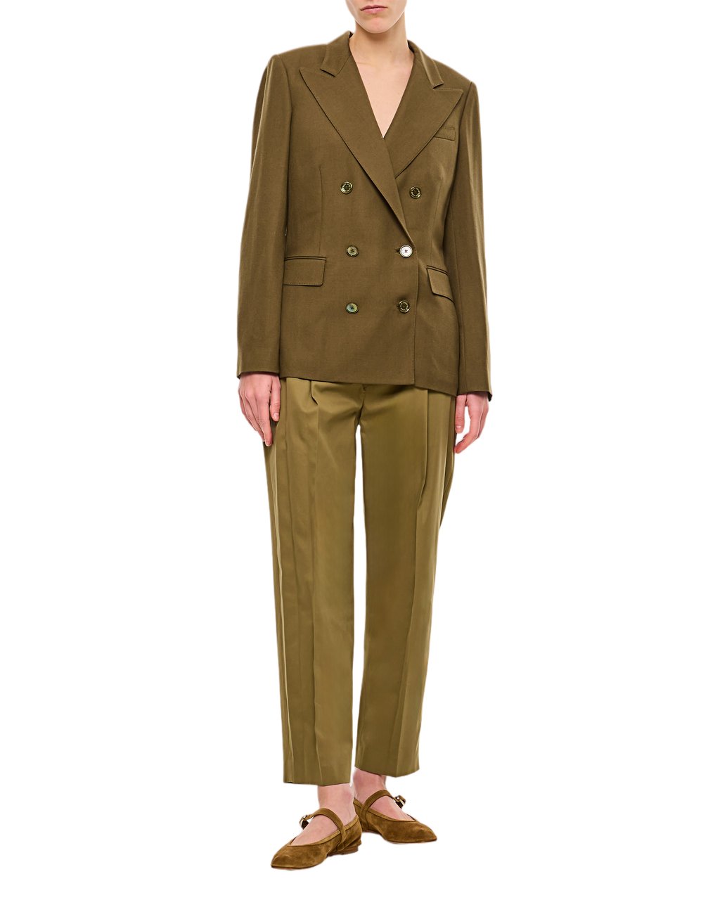 Ralph Lauren Cropped Tailored Chino Pants With Front Pleats And Button Closure Bruin