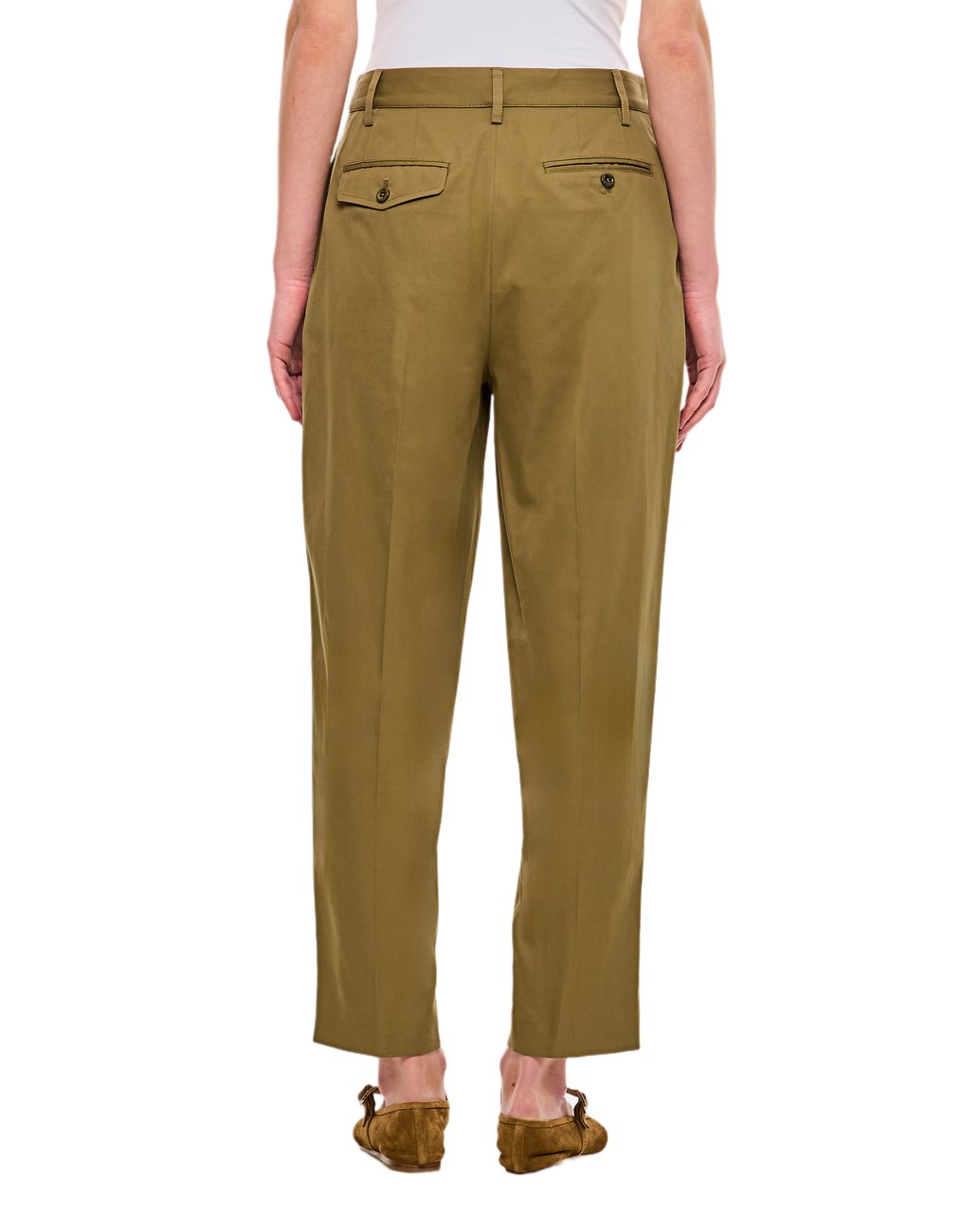 Ralph Lauren Cropped Tailored Chino Pants With Front Pleats And Button Closure Bruin