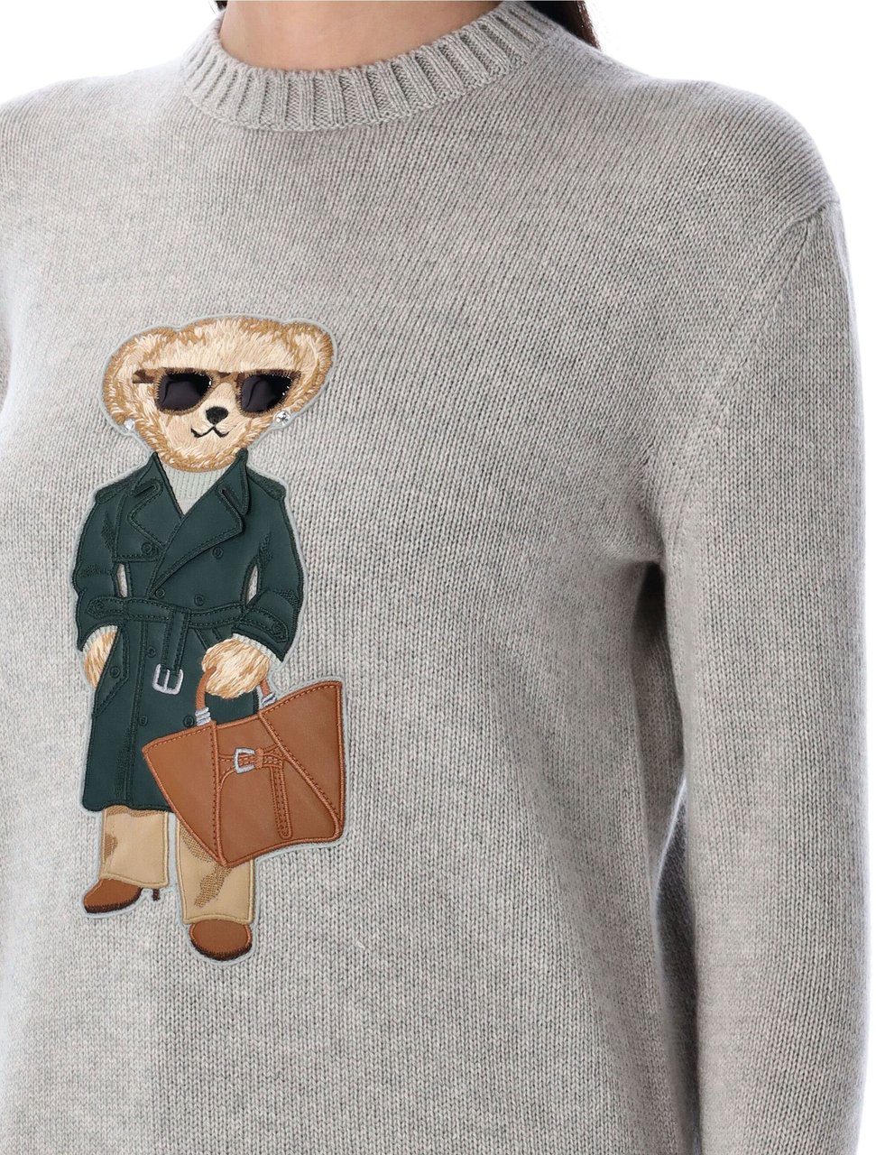 Ralph Lauren Knit Bear Pearl Grey Melange Lichtgrijs
