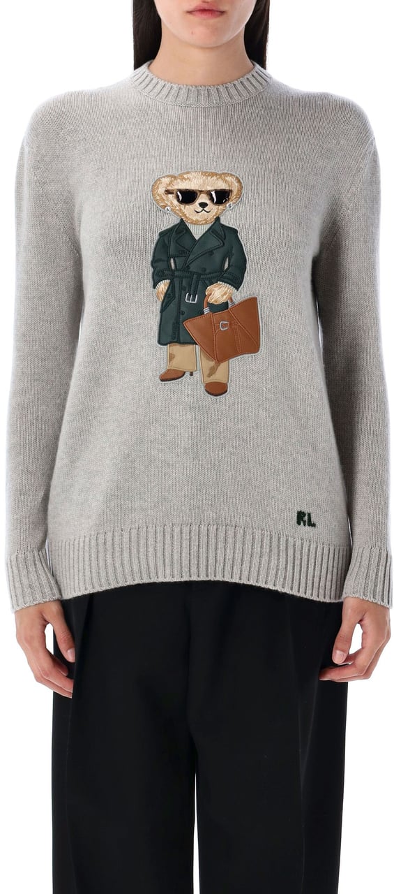 Ralph Lauren Knit Bear Pearl Grey Melange Lichtgrijs