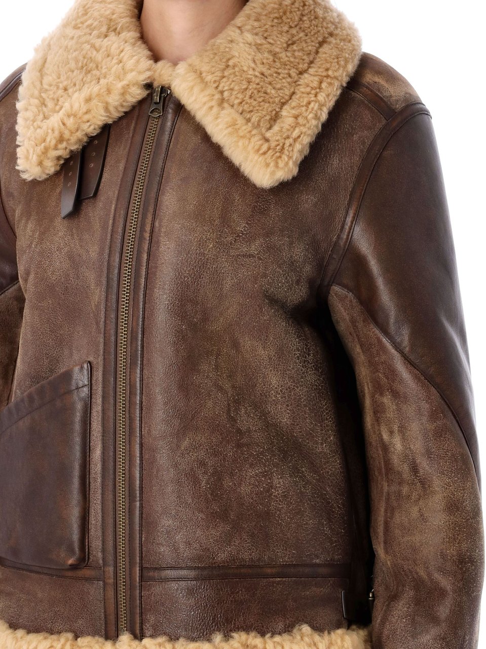 Ralph Lauren Raimond Shearling Aviatori Dark Toffe Cream Bruin