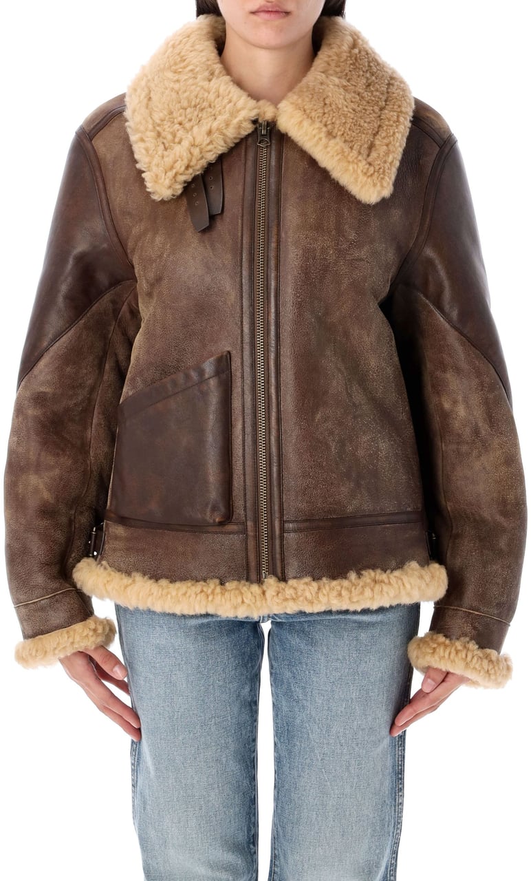 Ralph Lauren Raimond Shearling Aviatori Dark Toffe Cream Bruin