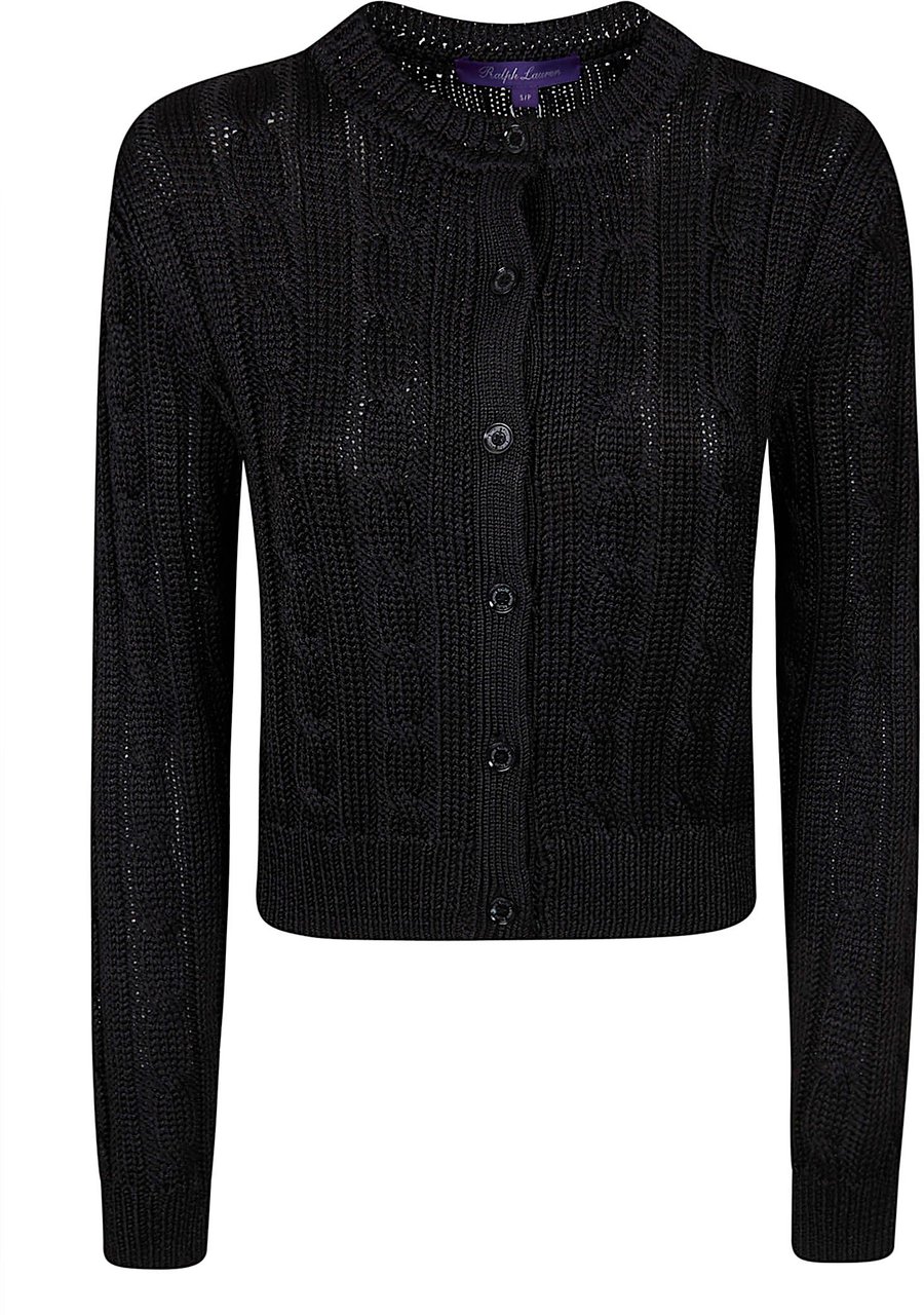 RALPH LAUREN CRP CBL CRD-LONG SLEEVE-CARDIGAN Zwart