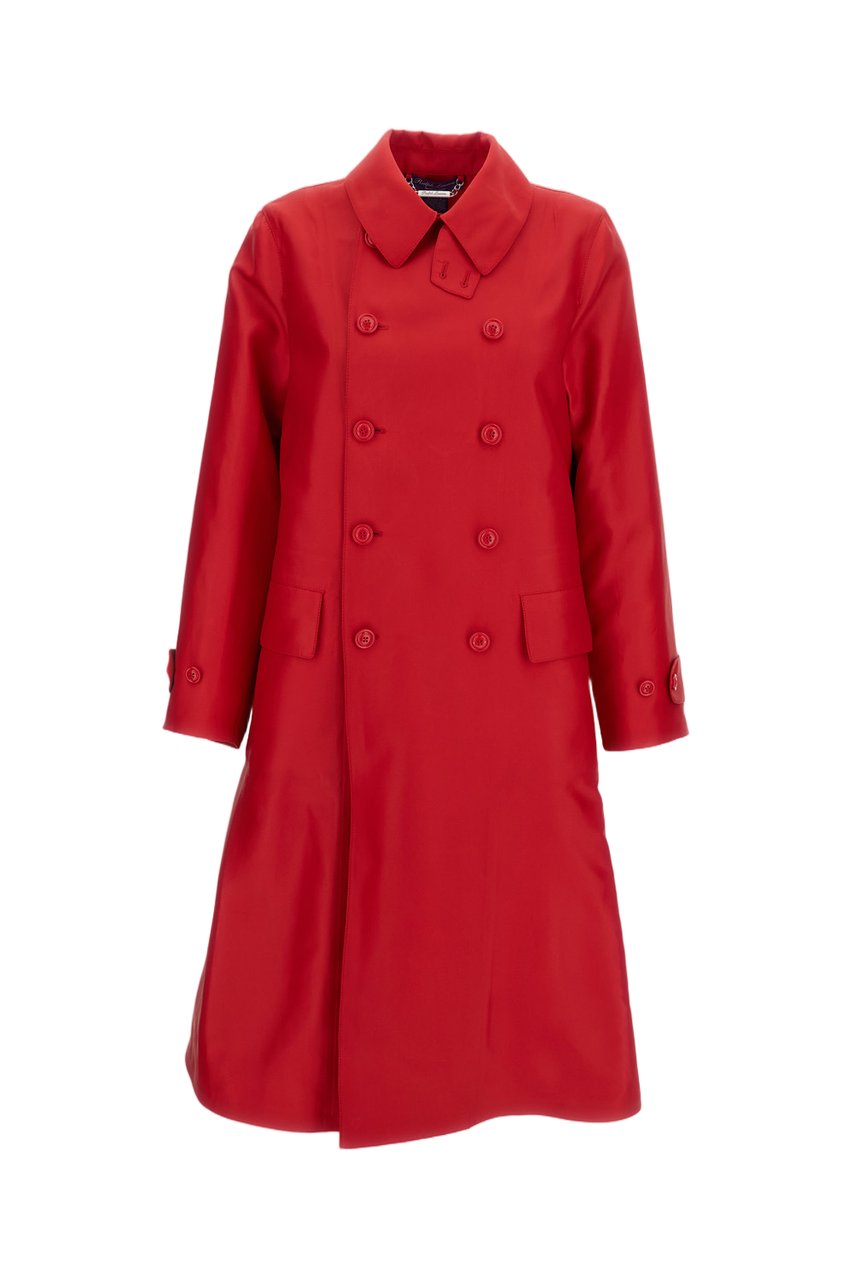 Ralph Lauren Double-Breasted Trench Coat in Premium Silk Blend Rood