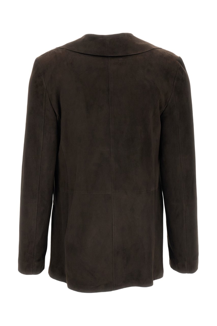 Ralph Lauren Shirt-Style Brown Suede Leather Jacket With Lightweight Unlined Design Bruin