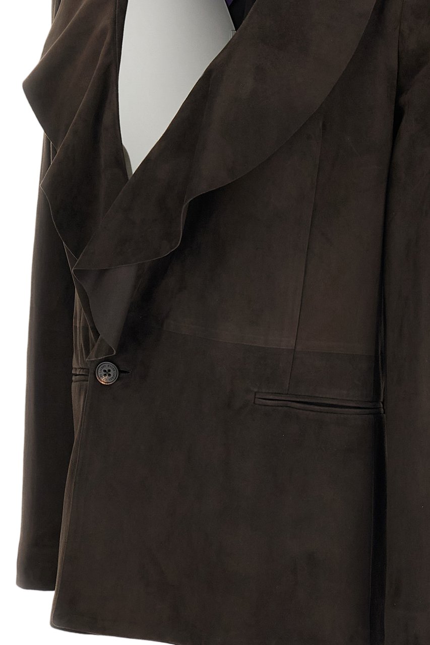 Ralph Lauren Shirt-Style Brown Suede Leather Jacket With Lightweight Unlined Design Bruin