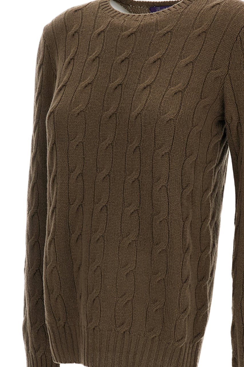Ralph Lauren Cable-Knit Cashmere Pullover With Ribbed Finishing Bruin