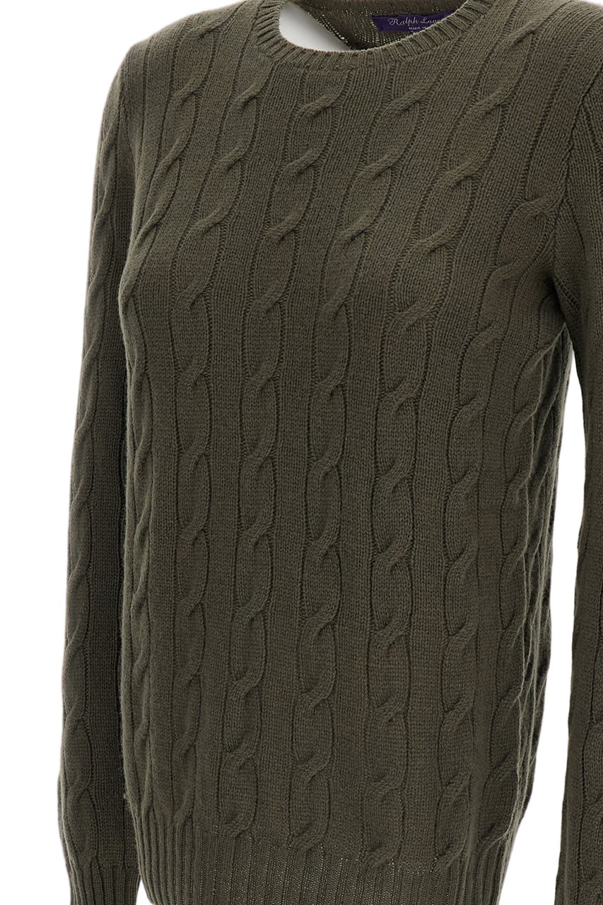 Ralph Lauren Cable-Knit Cashmere Pullover With Classic Crew Neckline Groen