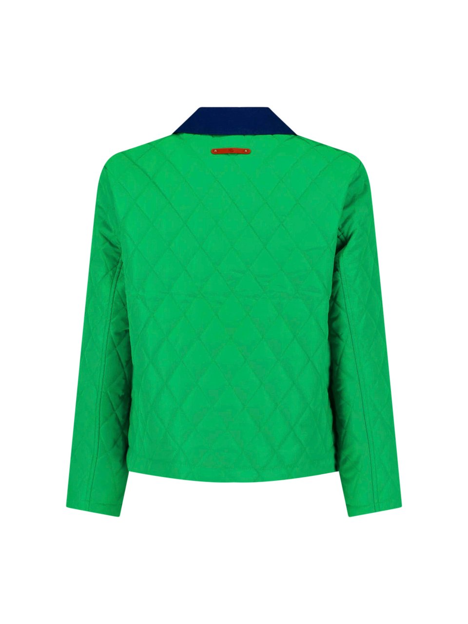 Ralph Lauren Green Quilted Cropped Contrast Collar Jacket Groen