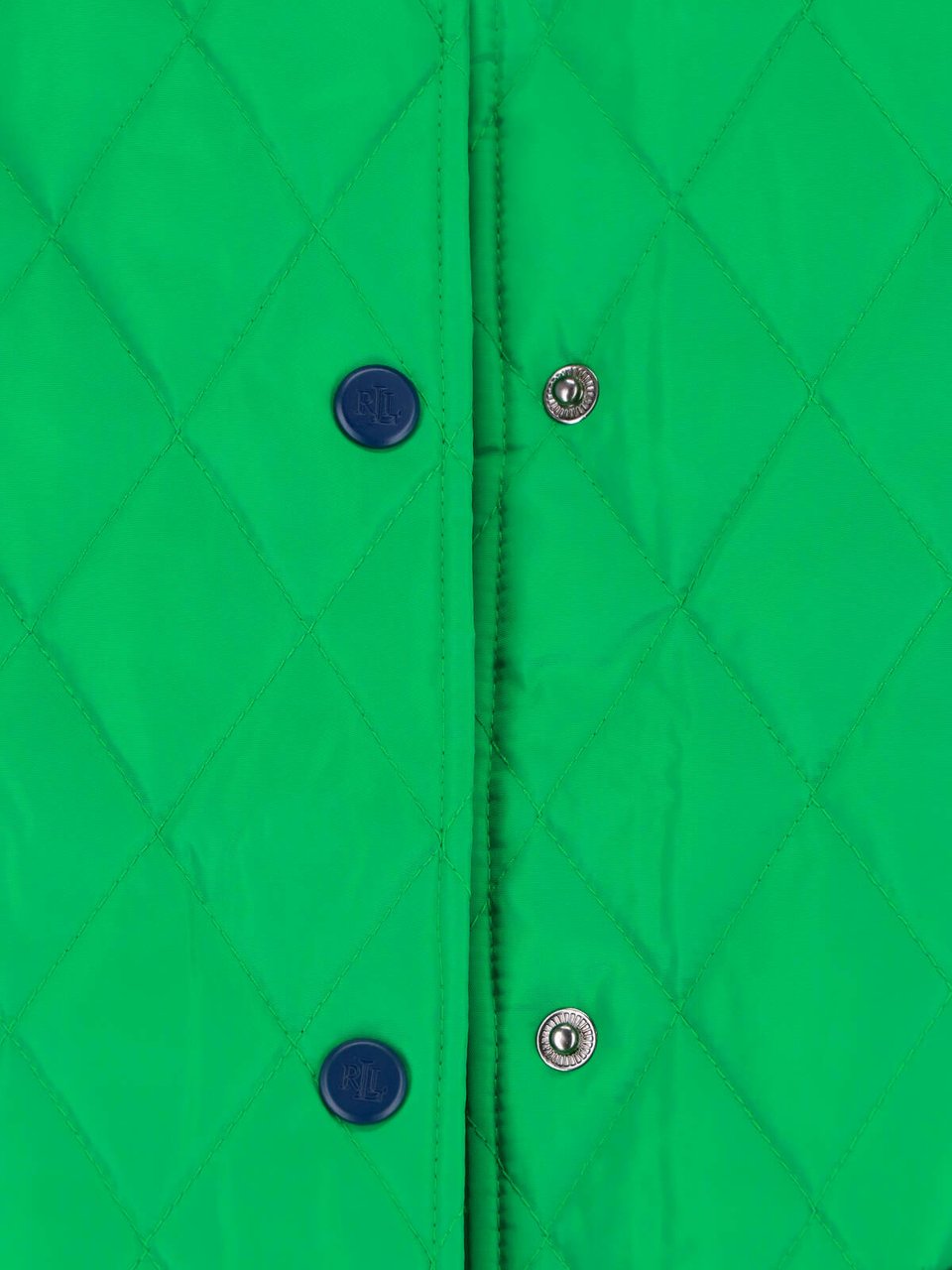 Ralph Lauren Green Quilted Cropped Contrast Collar Jacket Groen
