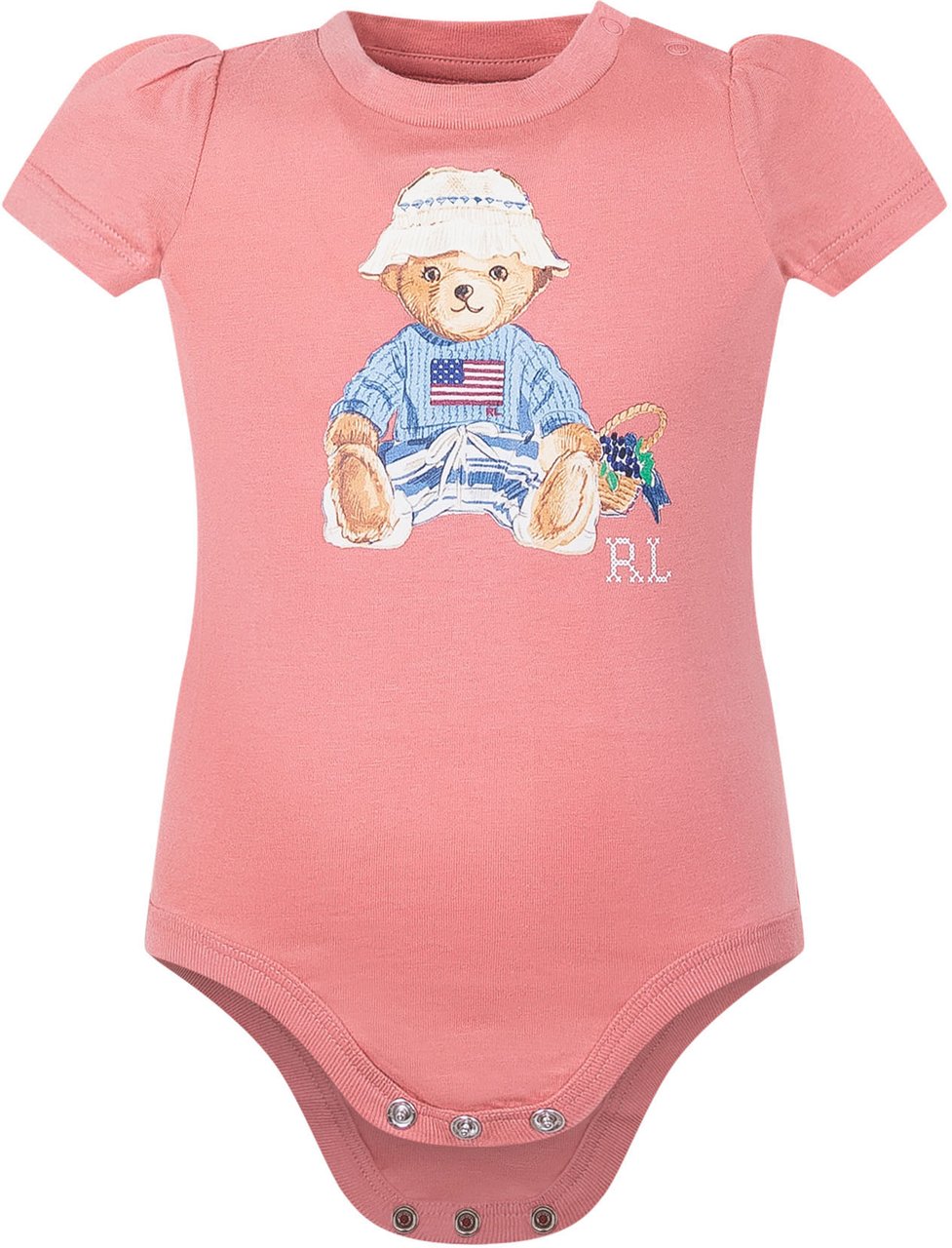 Ralph Lauren Body in Cotone con Stampa Polo Bear Roze