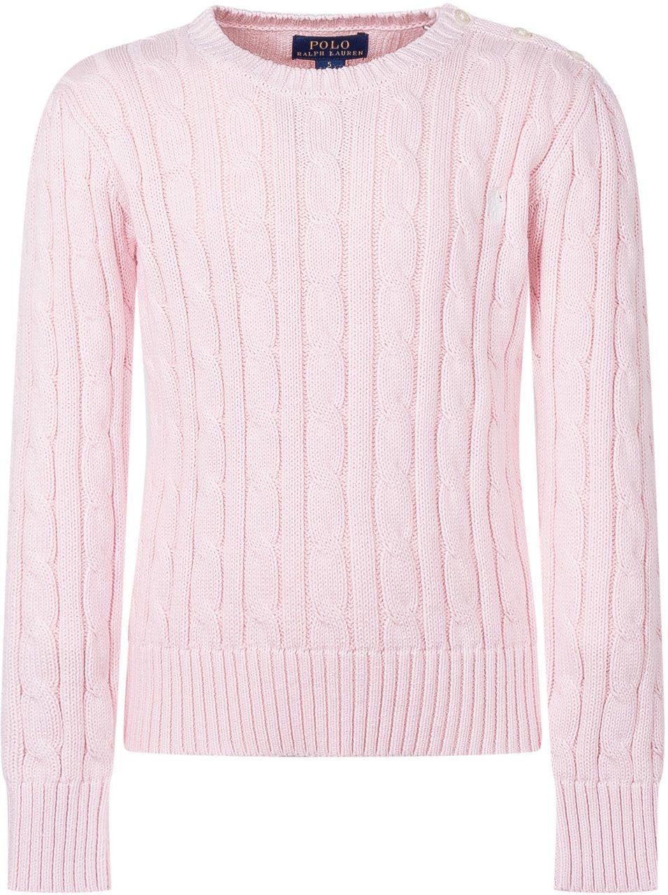 Ralph Lauren Maglione Girocollo a Trecce in Cotone Roze