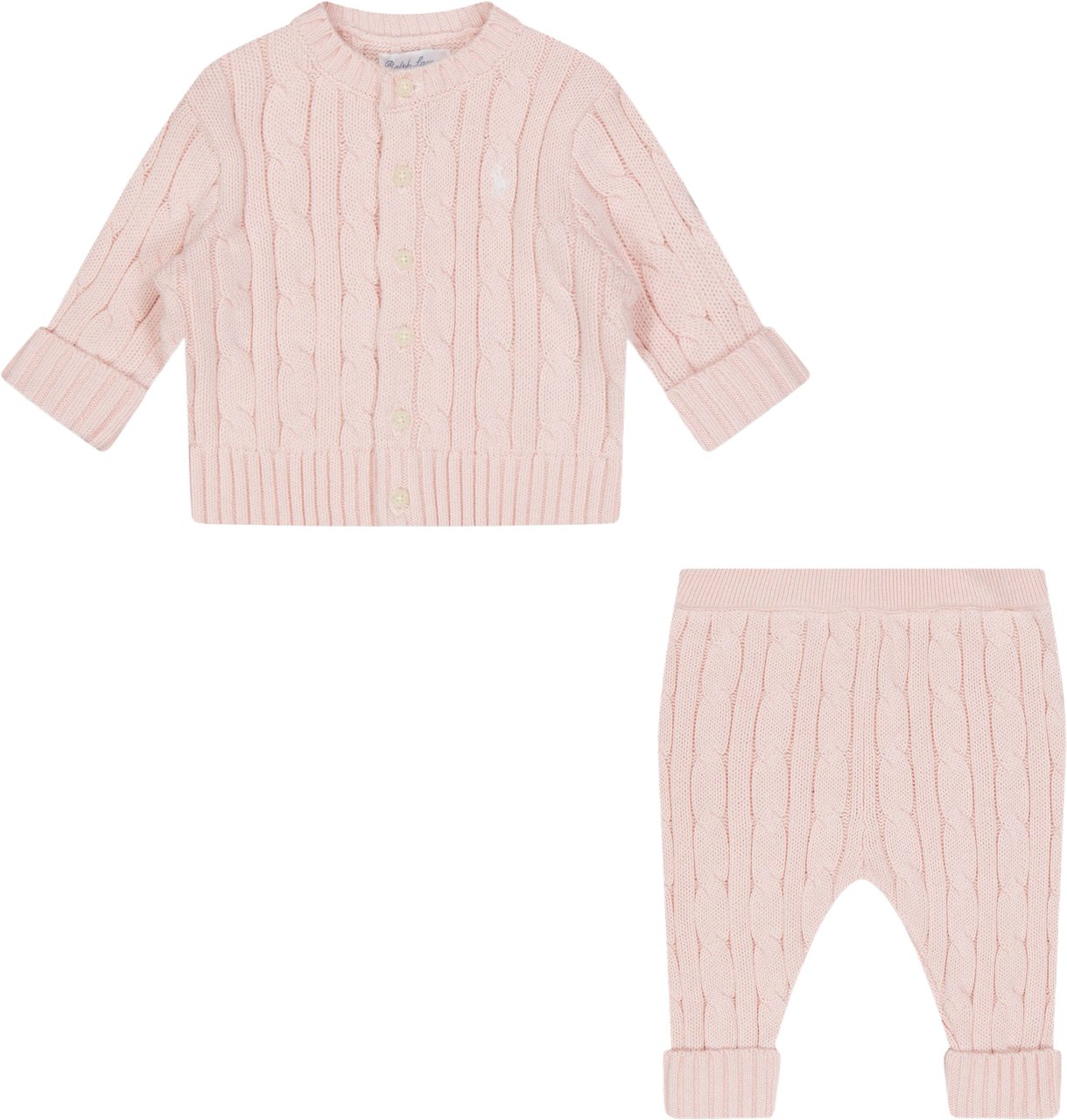 Ralph Lauren Baby Unisex Setje In Licht Roze Roze