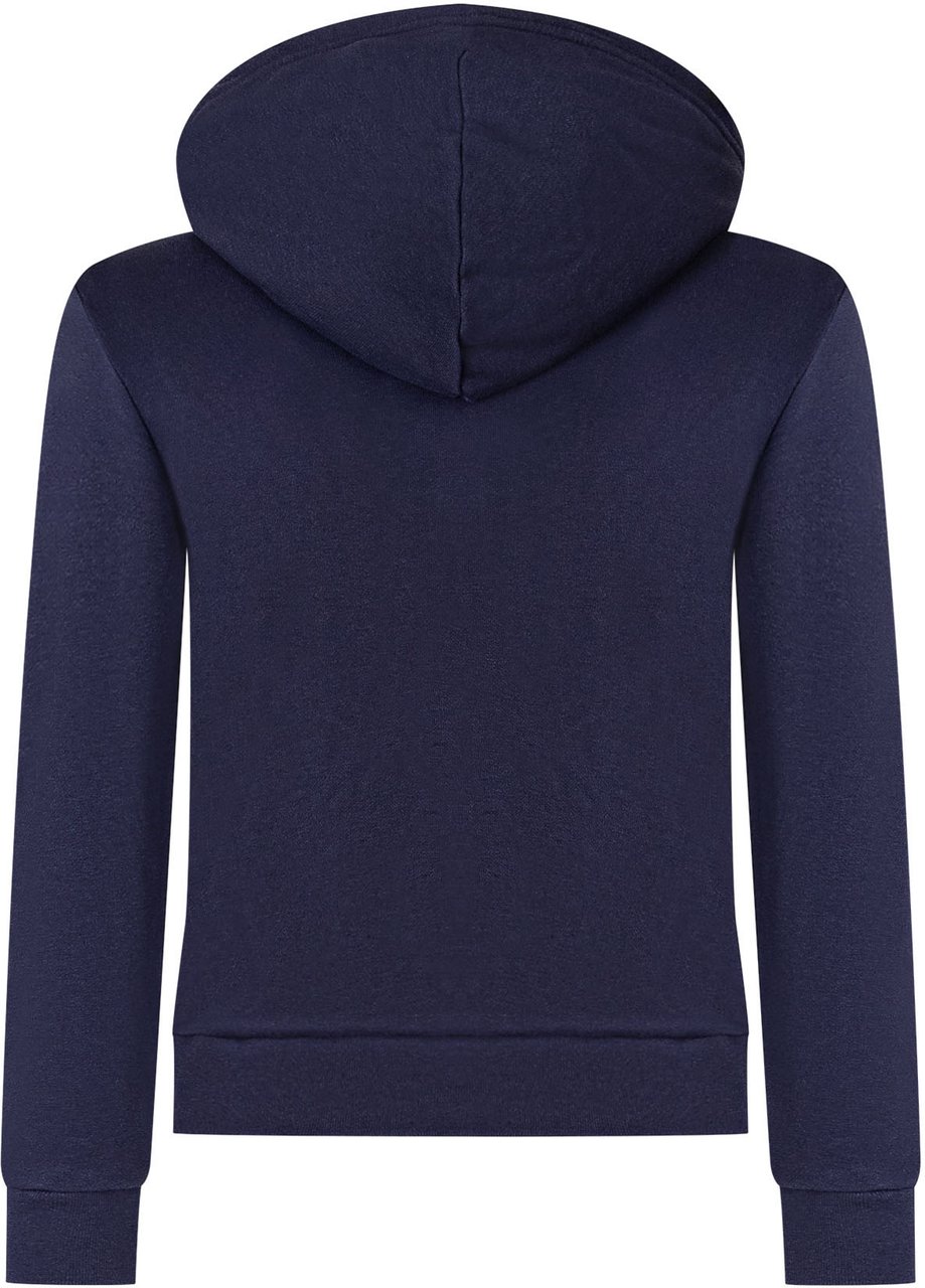 Ralph Lauren Felpa con Cappuccio e Zip Frontale Navy