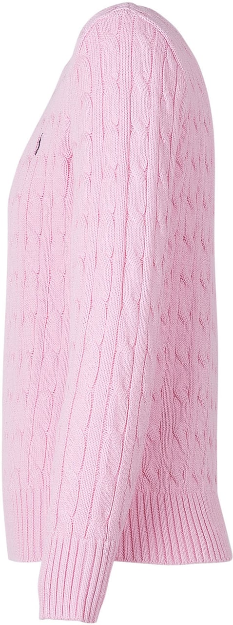 Ralph Lauren Maglione Bambina in Cotone con Lavorazione a Trecce Roze