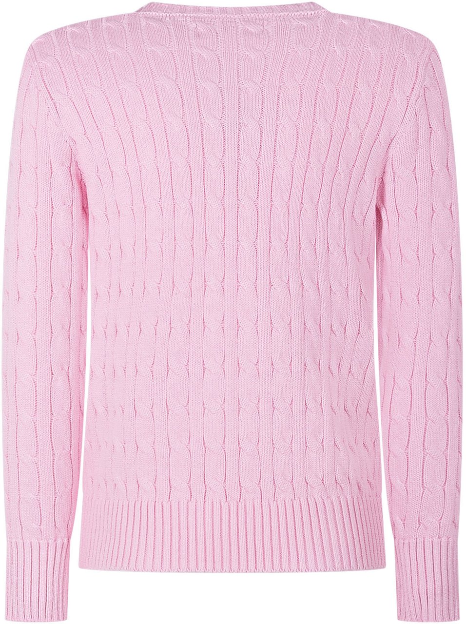 Ralph Lauren Maglione Bambina in Cotone con Lavorazione a Trecce Roze
