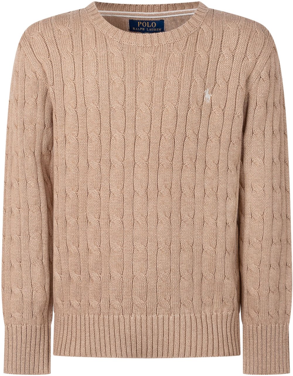 Ralph Lauren Maglione Bambino in Cotone con Lavorazione a Trecce Beige