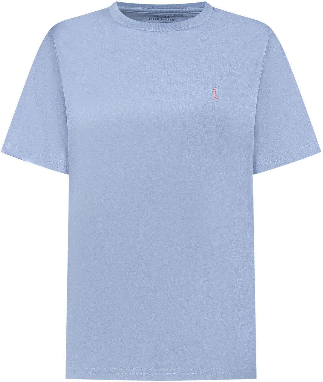 Ralph Lauren T-shirt Bambino in Cotone con Logo Ricamato Lichtblauw
