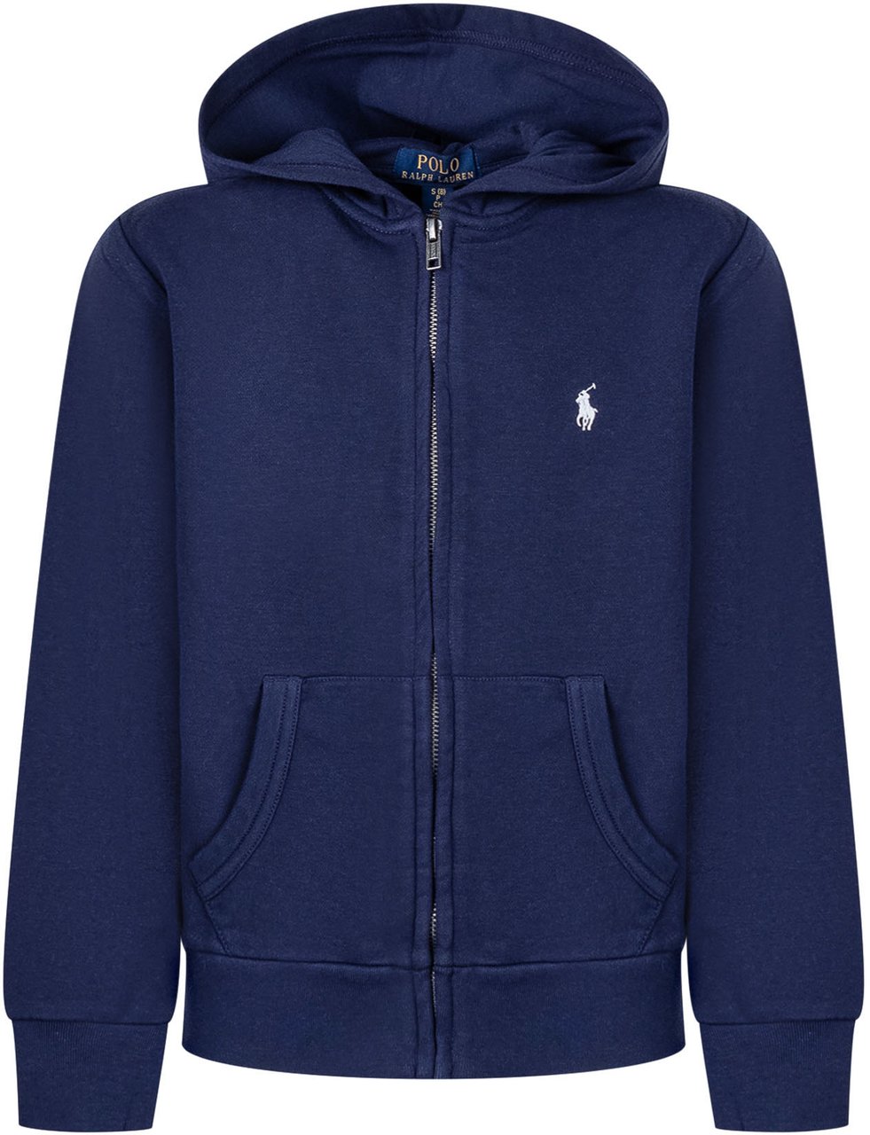 Ralph Lauren Felpa Bambino con Cappuccio e Zip in Cotone Navy