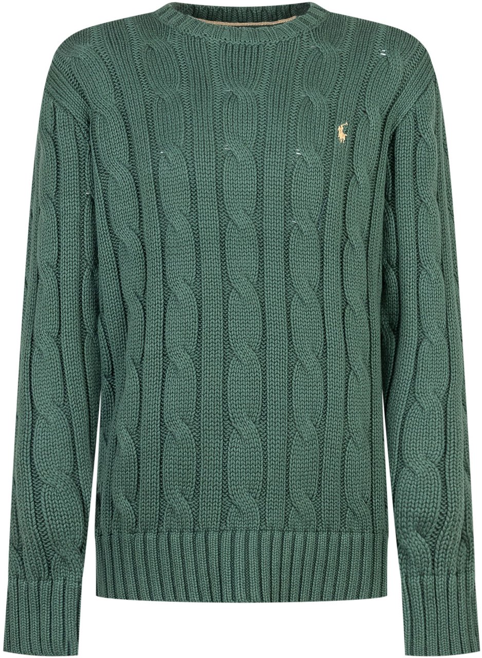 Ralph Lauren Polo Ralph Lauren Kids Maglione Verde a Treccia con Logo Groen