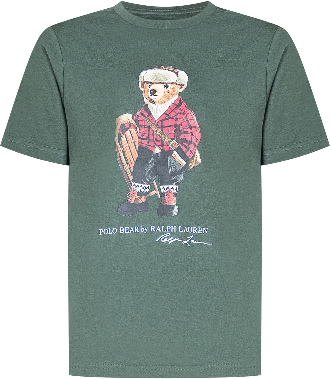 Ralph Lauren T-shirt Verde con Orsetto Polo Ralph Lauren Kids Groen