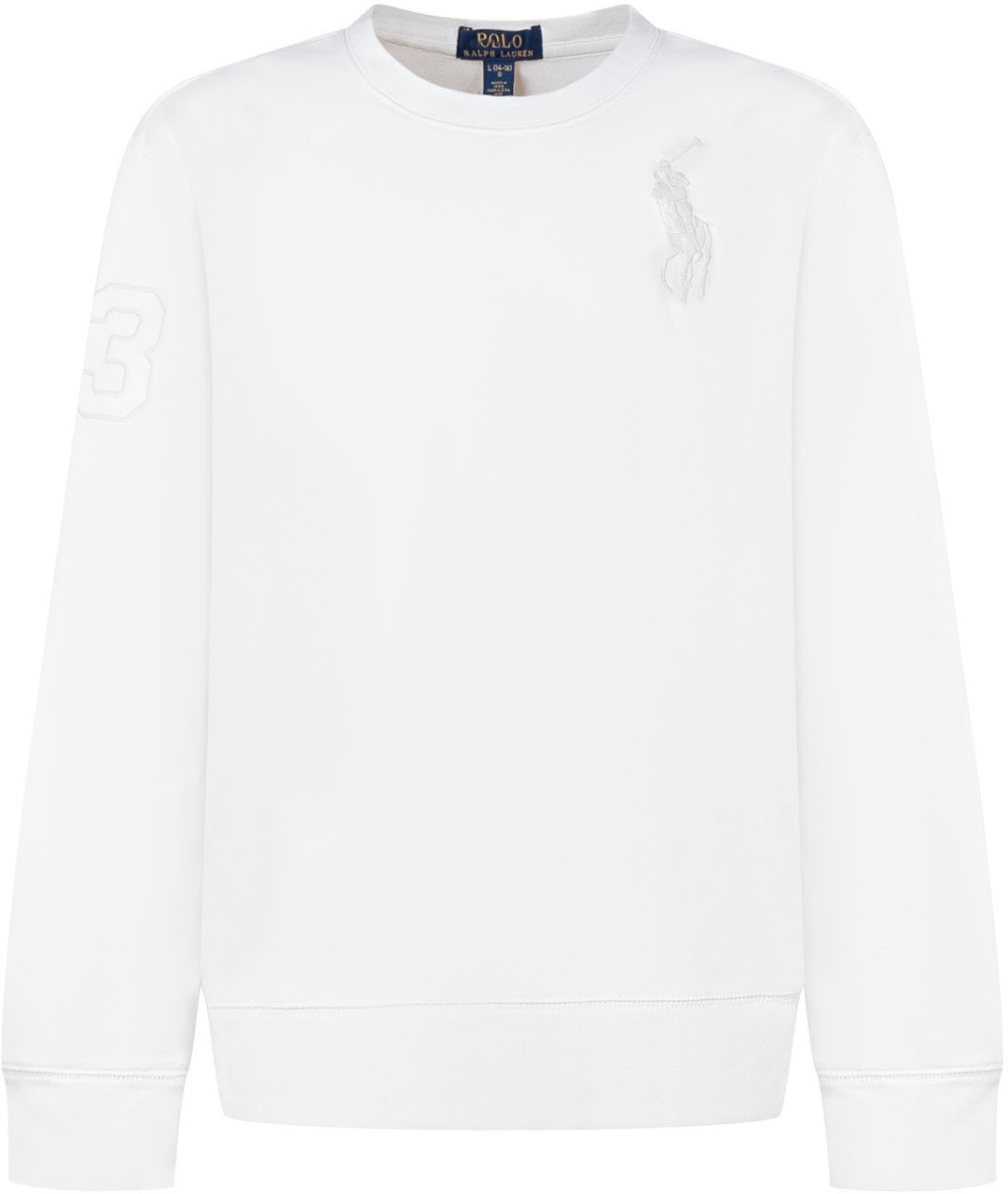 Ralph Lauren Felpa Bambino in Cotone con Maxi Logo Tone-on-Tone Wit