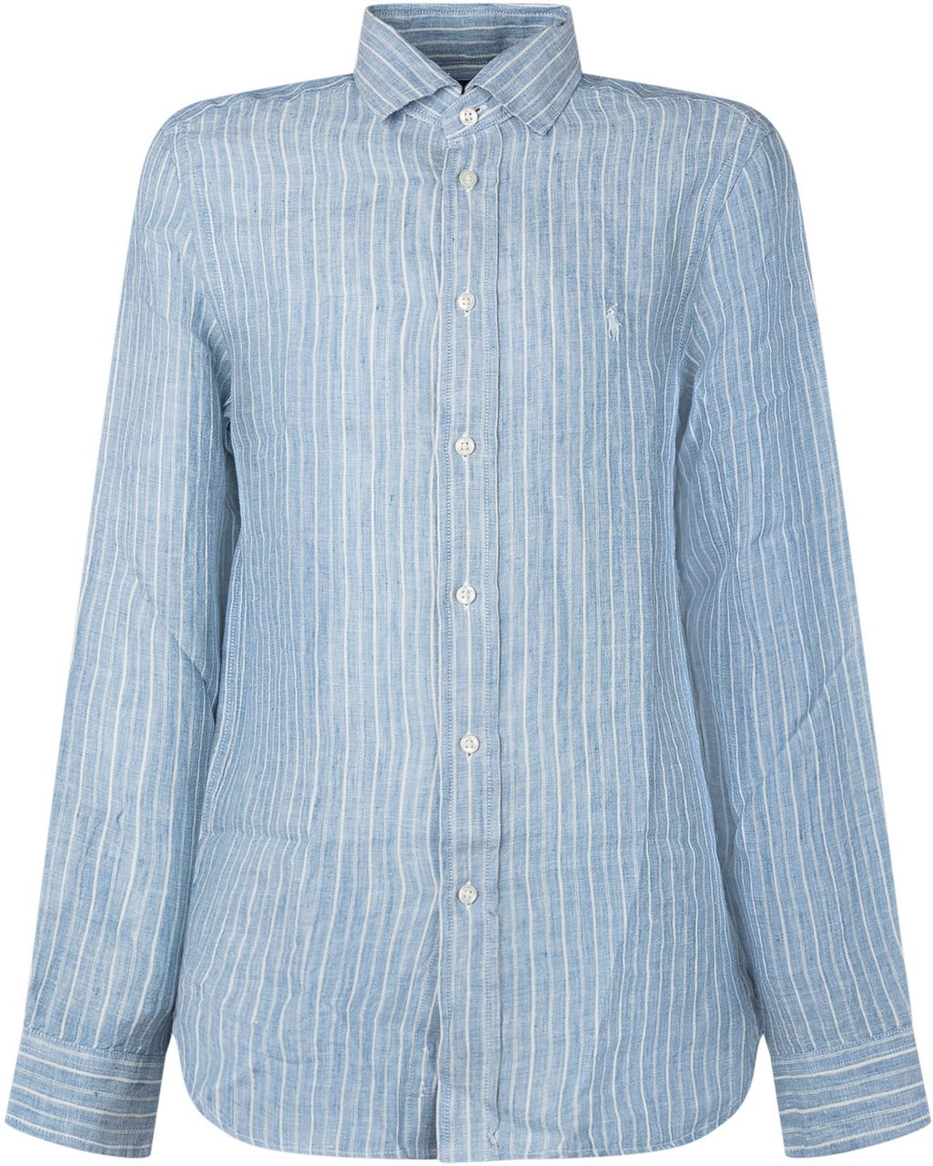 Ralph Lauren Camicia Sportiva in Cotone e Lino a Righe Lichtblauw