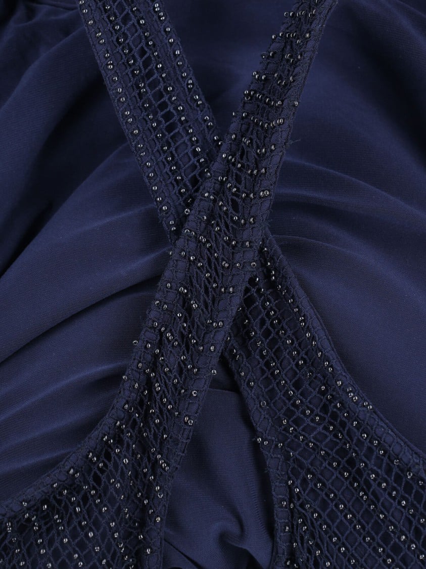 Ralph Lauren Maxi "Zakaria" Studded Dress – Navy Blauw