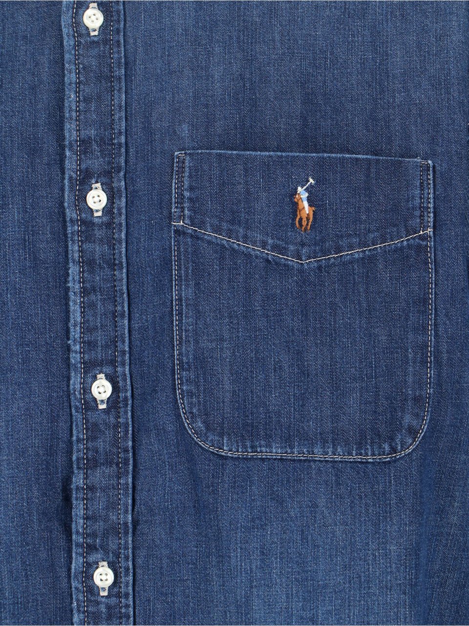 Ralph Lauren Blue Cotton Denim Logo Shirt Blauw