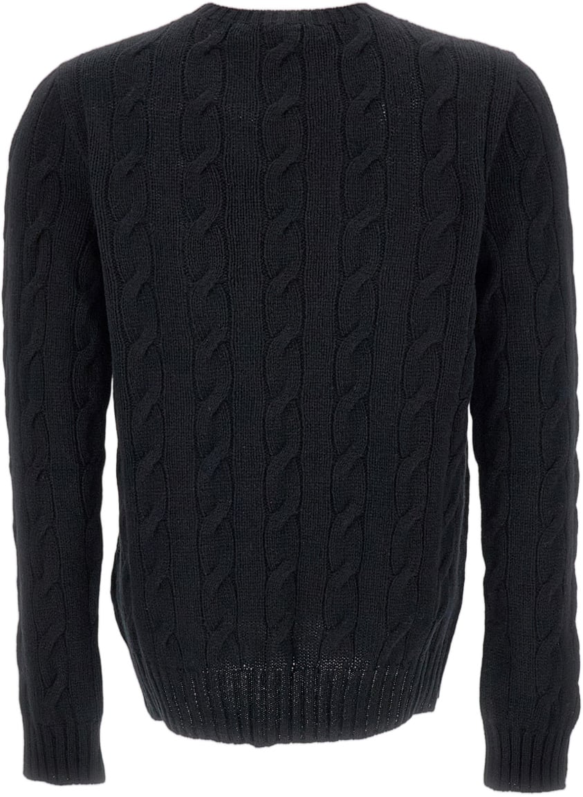 Ralph Lauren Cable-Knit Cashmere Pullover Sweater With Classic Crewneck Zwart