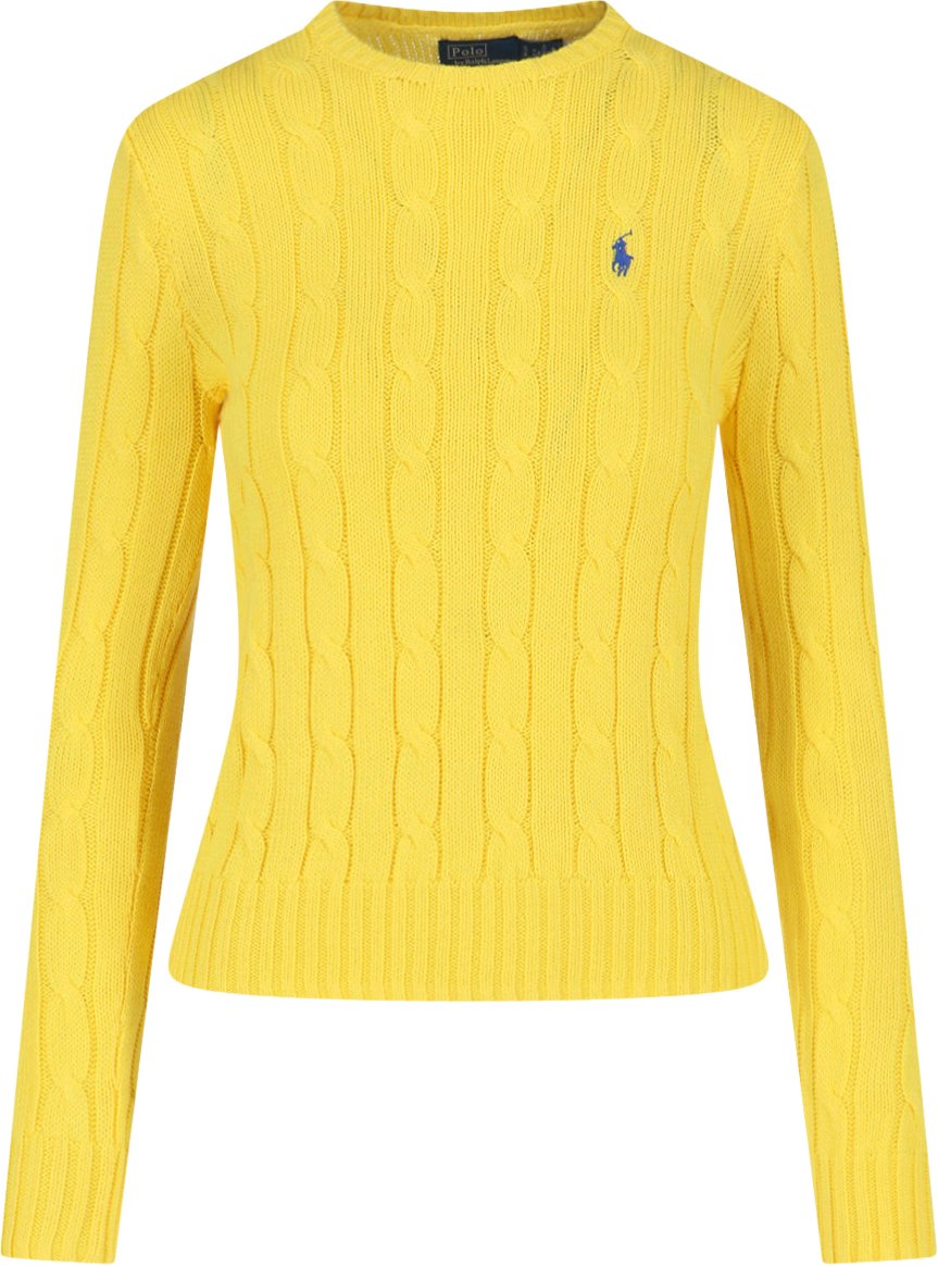 Ralph Lauren Yellow Cable Knit Crewneck Sweater Geel