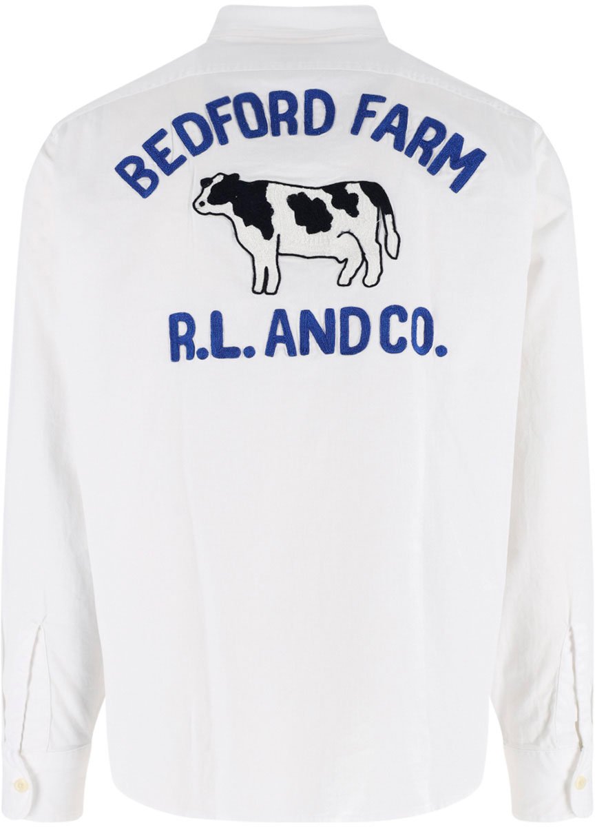 Ralph Lauren White Graphic Back Button-Down Shirt Wit