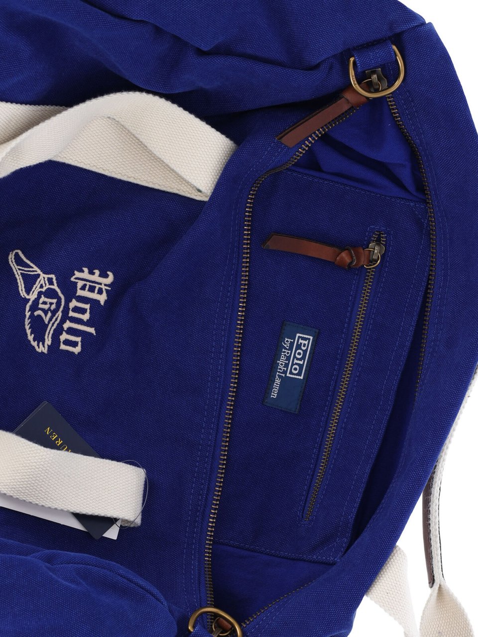Ralph Lauren Blue Embroidered Logo Cylindrical Bag Blauw