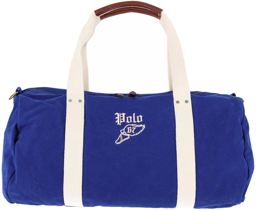 Ralph Lauren Blue Embroidered Logo Cylindrical Bag Blauw