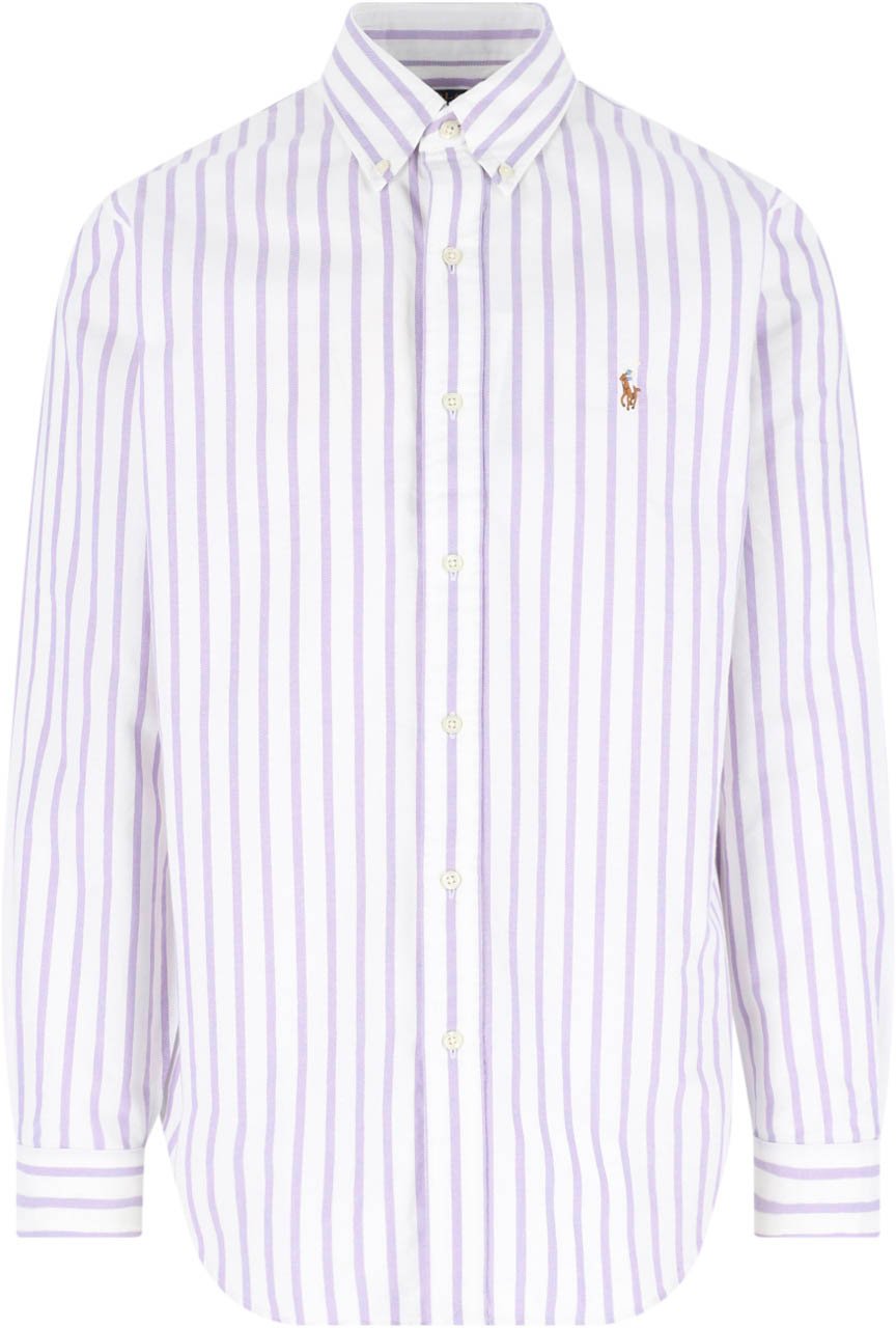 Ralph Lauren White/Purple Striped Button-Down Shirt Wit