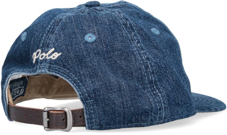 Ralph Lauren Blue Six-Panel Embroidered Denim Hat Blauw