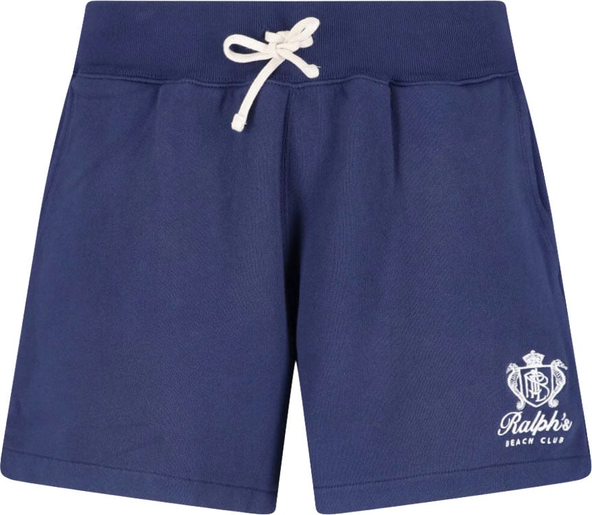 Ralph Lauren Blue Drawstring Embroidered Logo Shorts Blauw