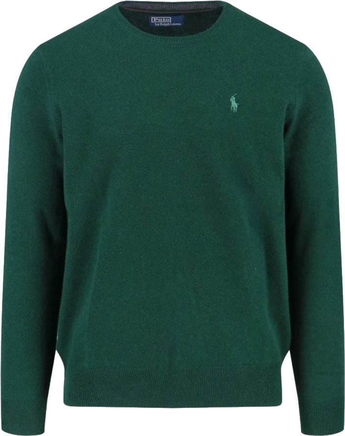 Ralph Lauren Classic Crew Neck Sweater With Embroidered Logo Detail Groen