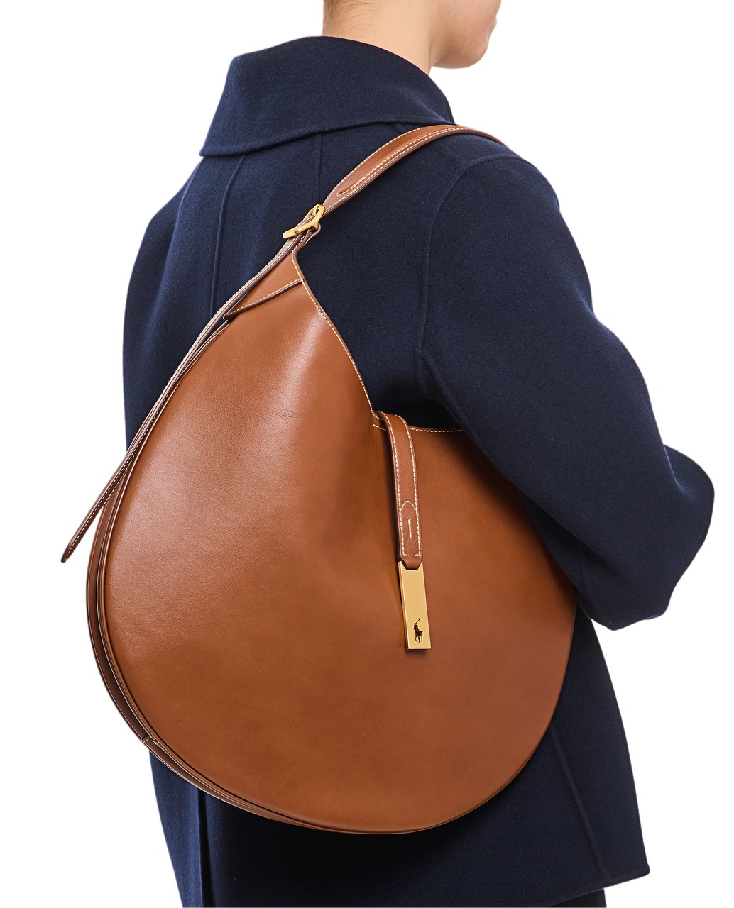 Ralph Lauren Brown Leather Large Hobo Bag Bruin