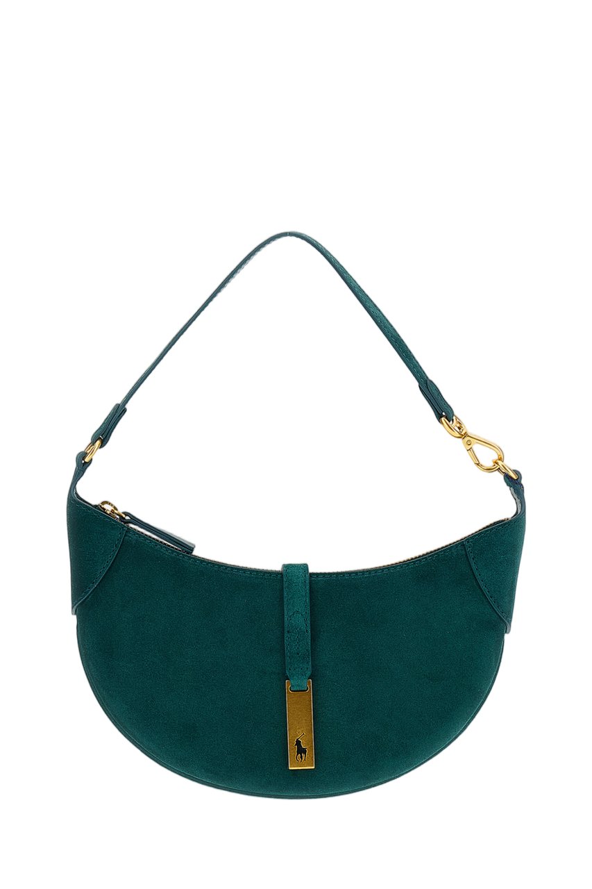 Ralph Lauren Green Mini Polo Id Suede Shoulder Bag Groen