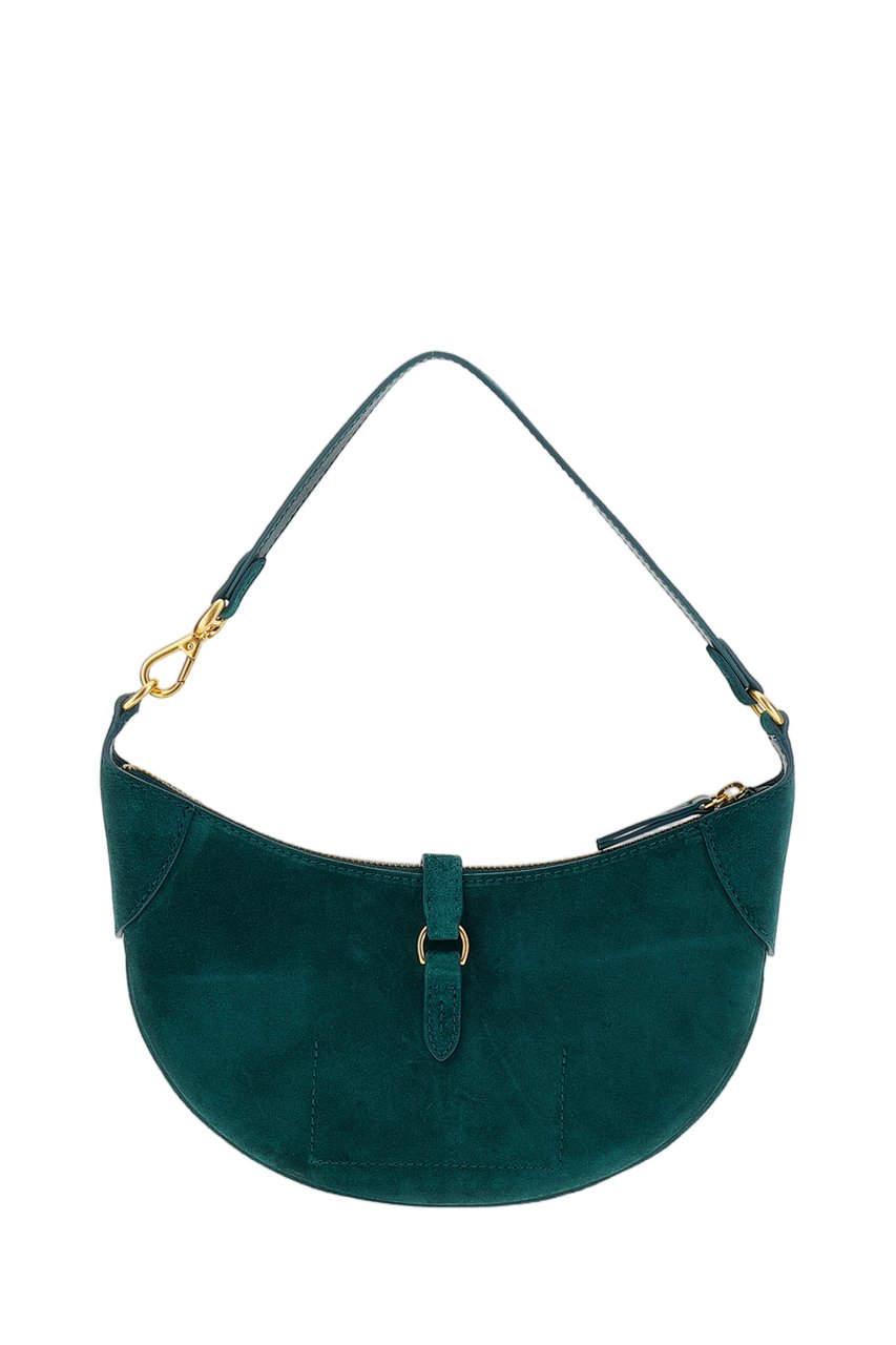 Ralph Lauren Green Mini Polo Id Suede Shoulder Bag Groen