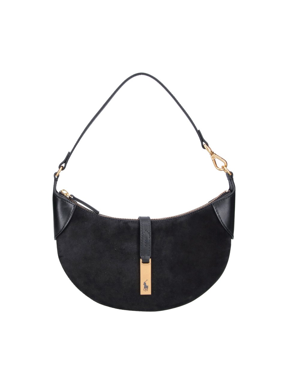 Ralph Lauren Black Polo ID Vachetta Suede Bag Zwart